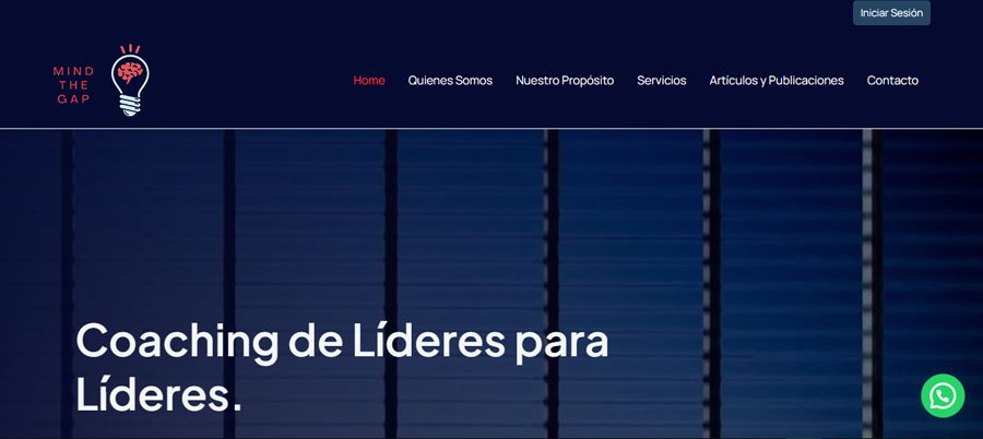 Sitio web de Mind The Gap Argentina, coaching de líderes