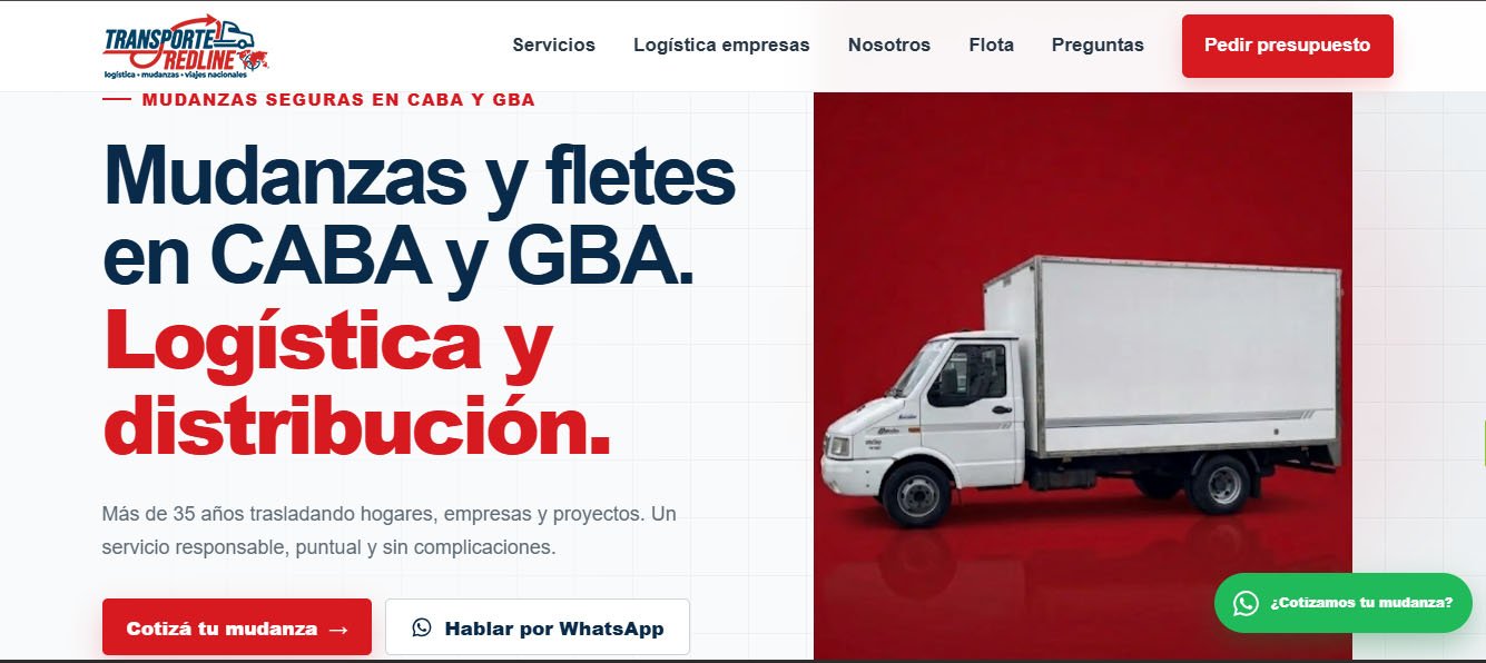 Sitio web de Mudanzas Red Line